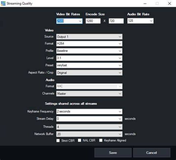 Full HD 1080p video streaming quality settings